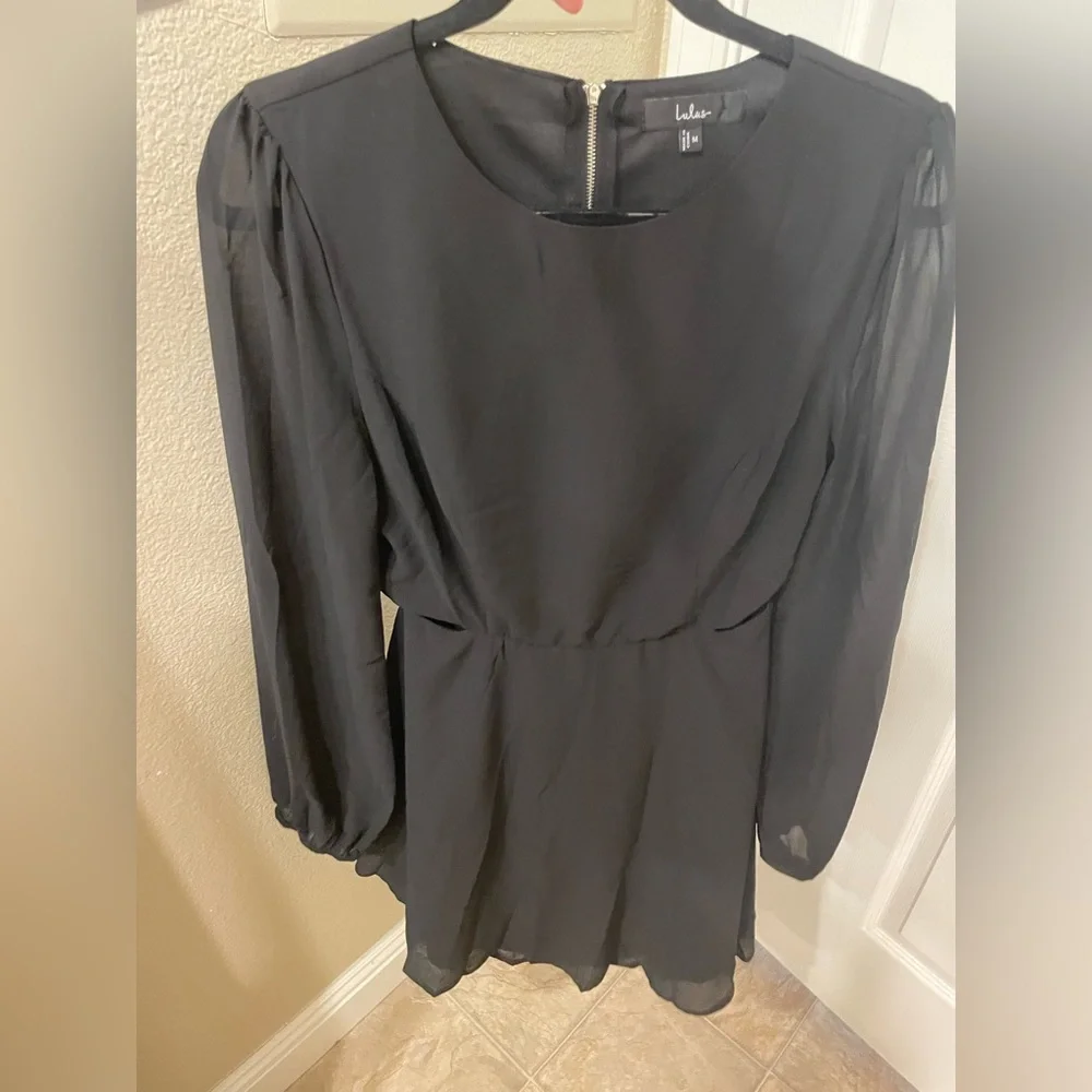 Lulus Garden Bliss Black Long Sleeve Cutout Mini Dress - Picture 7 of 8
